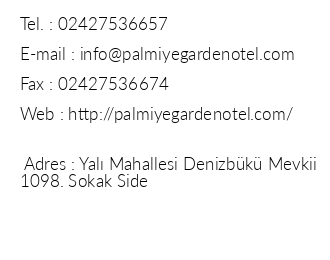Palmiye Garden Otel iletiim bilgileri